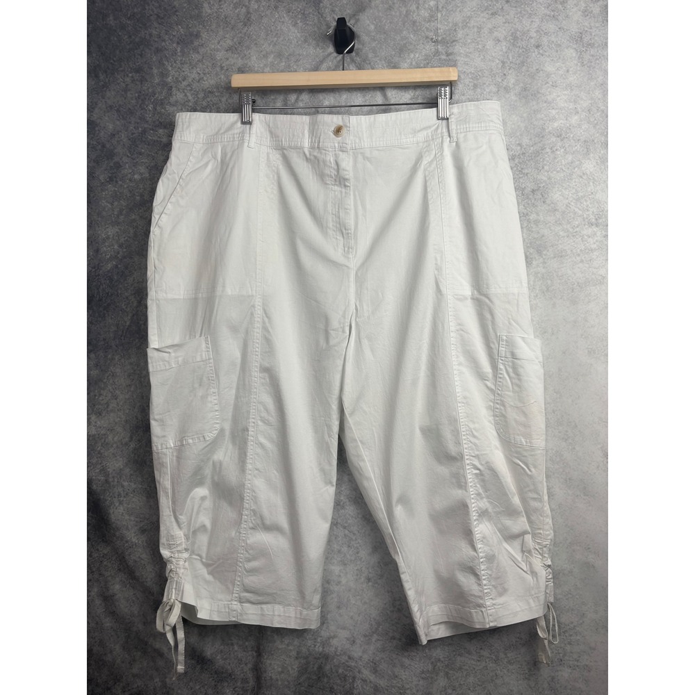 CATO Women's Hi-Rise Crop White Cargo Pant‎ Plus Size 26W NWT